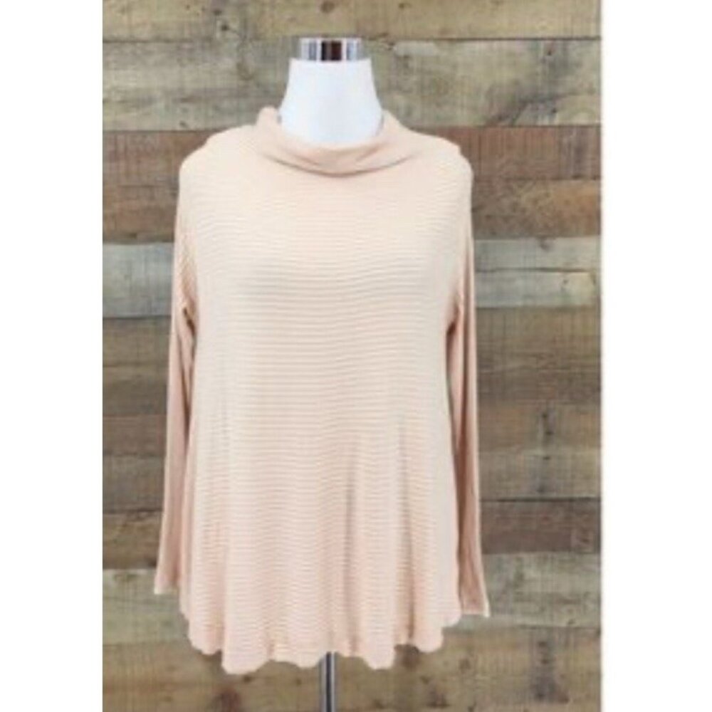 We the Free People Lovers Rib Open Back Thermal Tunic Long Top sz m pale rose